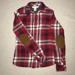 Button Up Plaid Flannel With Elbow Pads Size 4